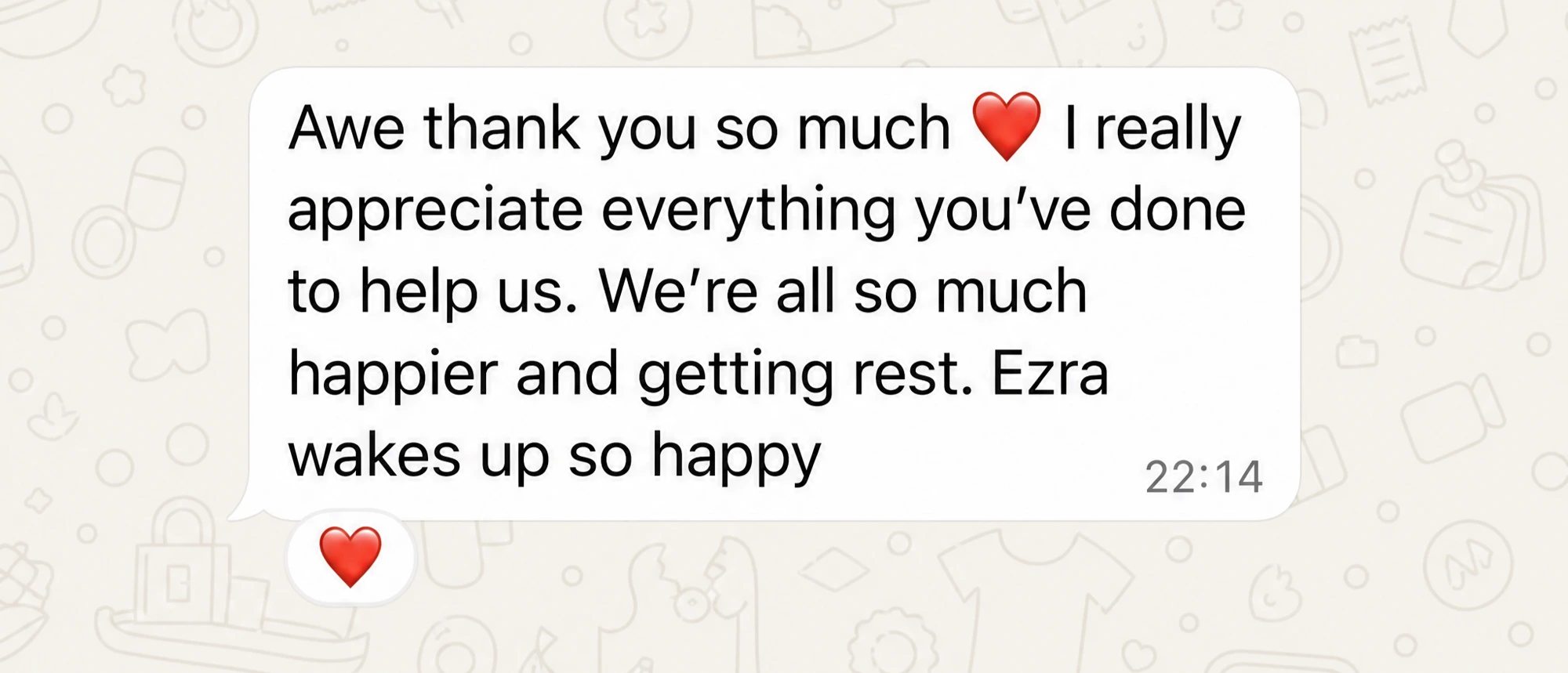 WhatsApp message about family rest and happiness
